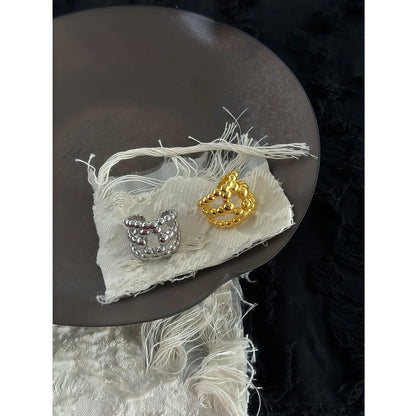 Arc de Triomphe Retro Three-Row Bead Adjustable Ring in Gold and Silver