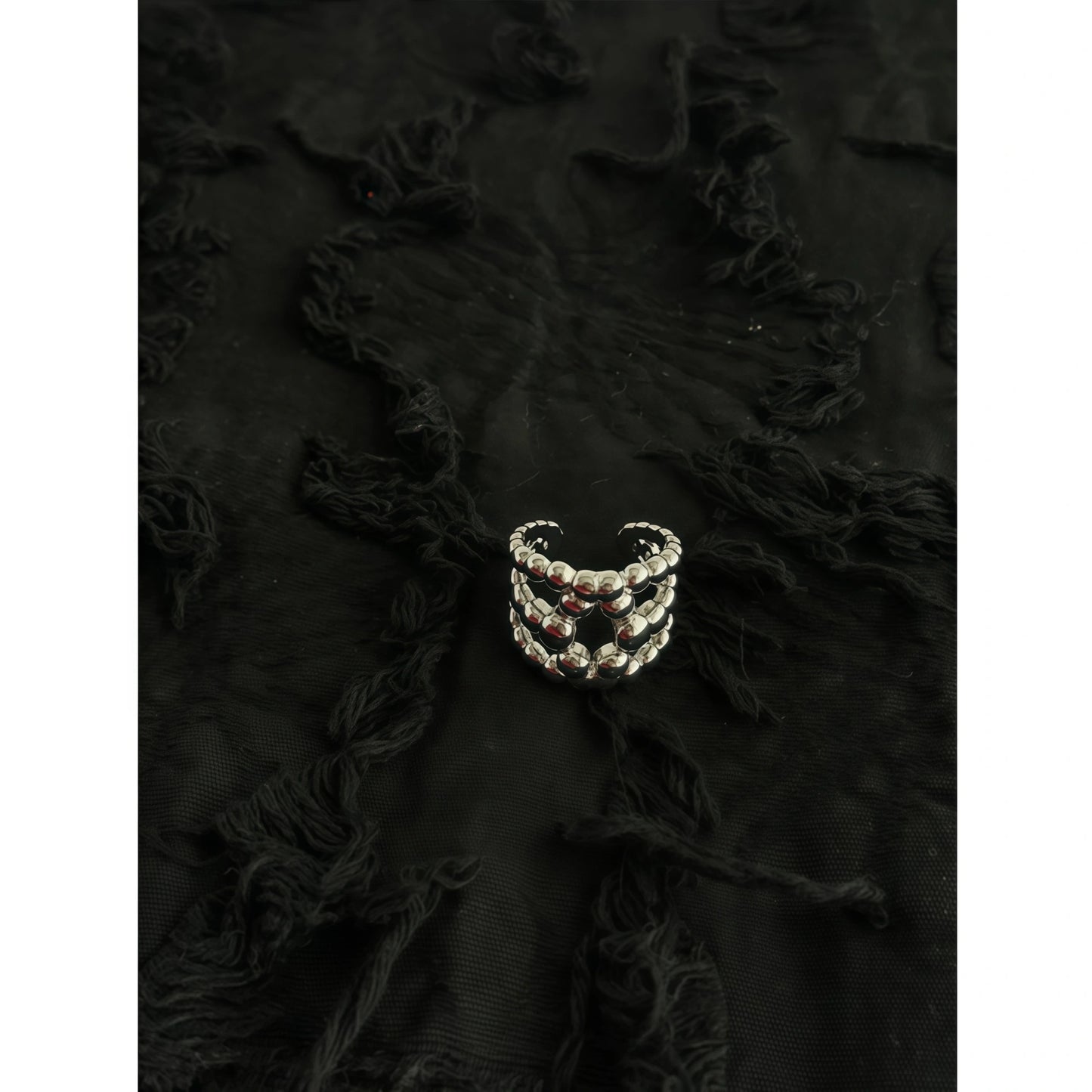 Arc de Triomphe Retro Three-Row Bead Adjustable Ring in Gold and Silver