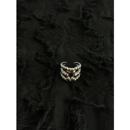 Arc de Triomphe Retro Three-Row Bead Adjustable Ring in Gold and Silver