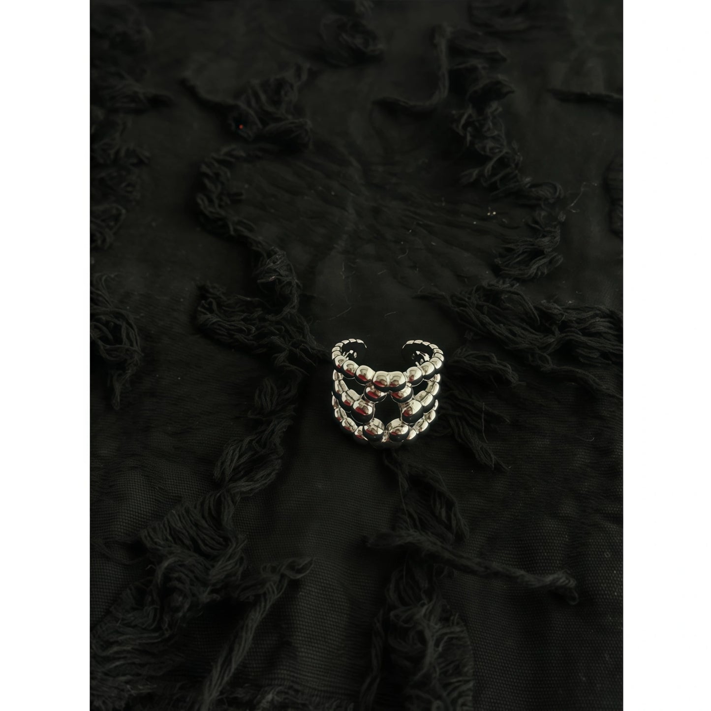 Arc de Triomphe Retro Three-Row Bead Adjustable Ring in Gold and Silver