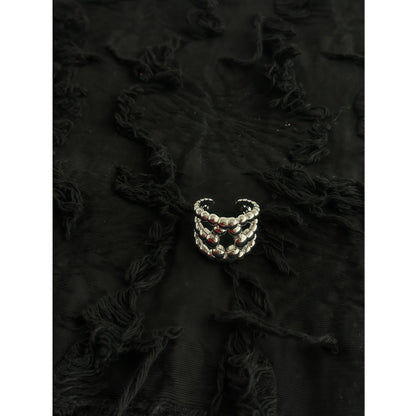 Arc de Triomphe Retro Three-Row Bead Adjustable Ring in Gold and Silver