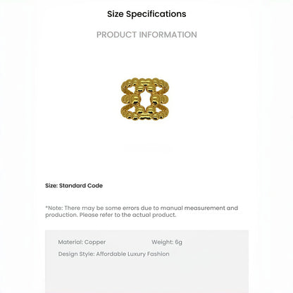 Arc de Triomphe Retro Three-Row Bead Adjustable Ring in Gold and Silver