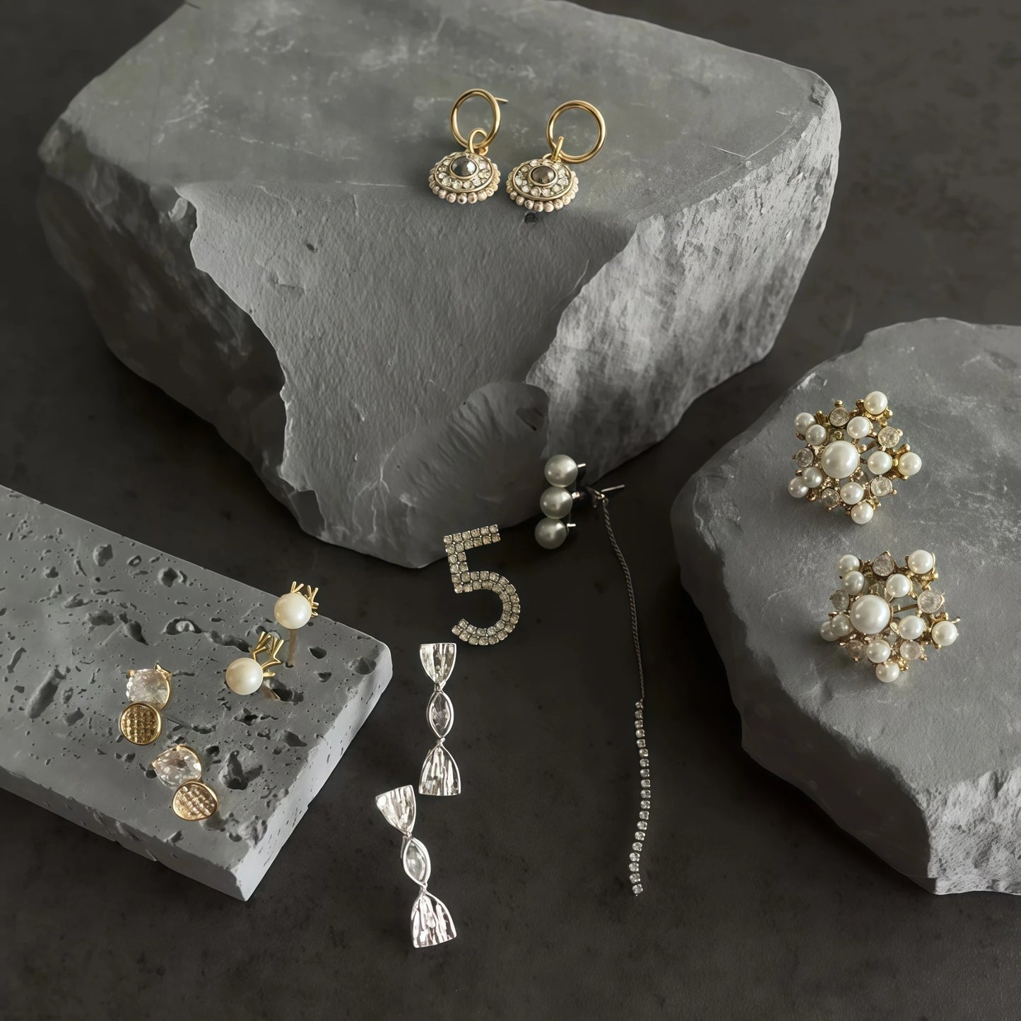 Christmas Deer Design Natural Pearl Earrings (Freshwater Pearl, Silver-Touch) - Water Element, Peace & Happiness