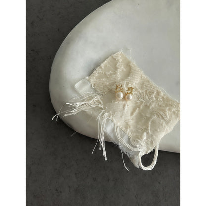 Christmas Deer Design Natural Pearl Earrings (Freshwater Pearl, Silver-Touch) - Water Element, Peace & Happiness