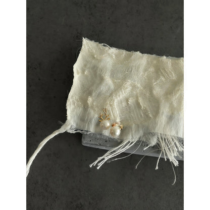 Christmas Deer Design Natural Pearl Earrings (Freshwater Pearl, Silver-Touch) - Water Element, Peace & Happiness