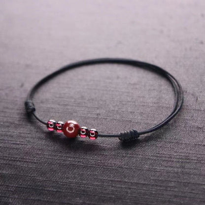 Cinnabar & Deep Red Garnet String Anklet (3 Colors) - Fire+Earth Element, Prosperity & Love