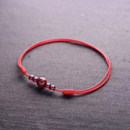 Cinnabar & Deep Red Garnet String Anklet (3 Colors) - Fire+Earth Element, Prosperity & Love