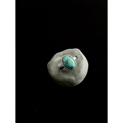 Classic Oval Natural Stone Adjustable Ring | Tiger's Eye, Turquoise & More