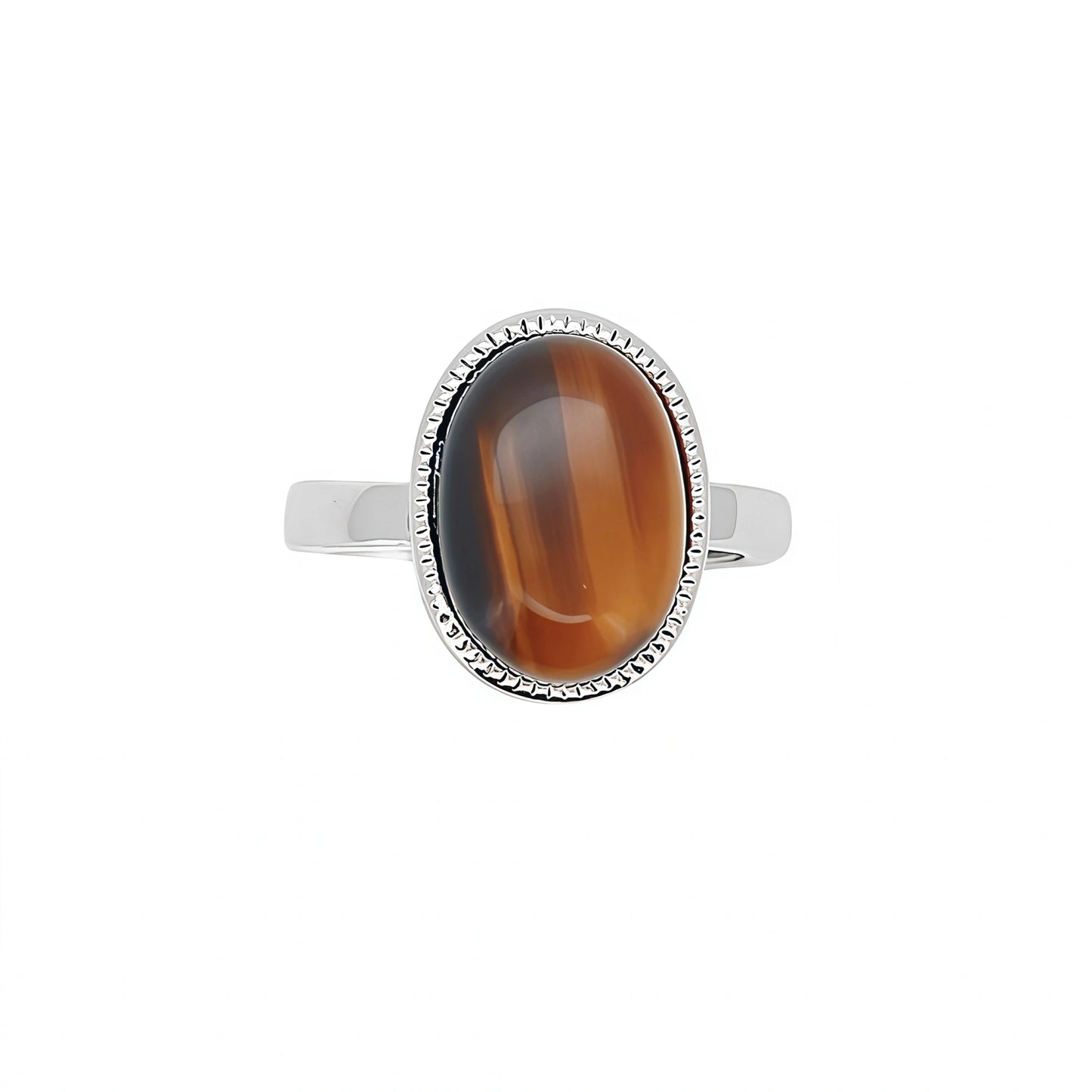 Classic Oval Natural Stone Adjustable Ring | Tiger's Eye, Turquoise & More