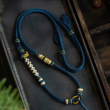 Cloud Weave Multi-Knot String Necklace - Adjustable Asymmetric Handmade Cord