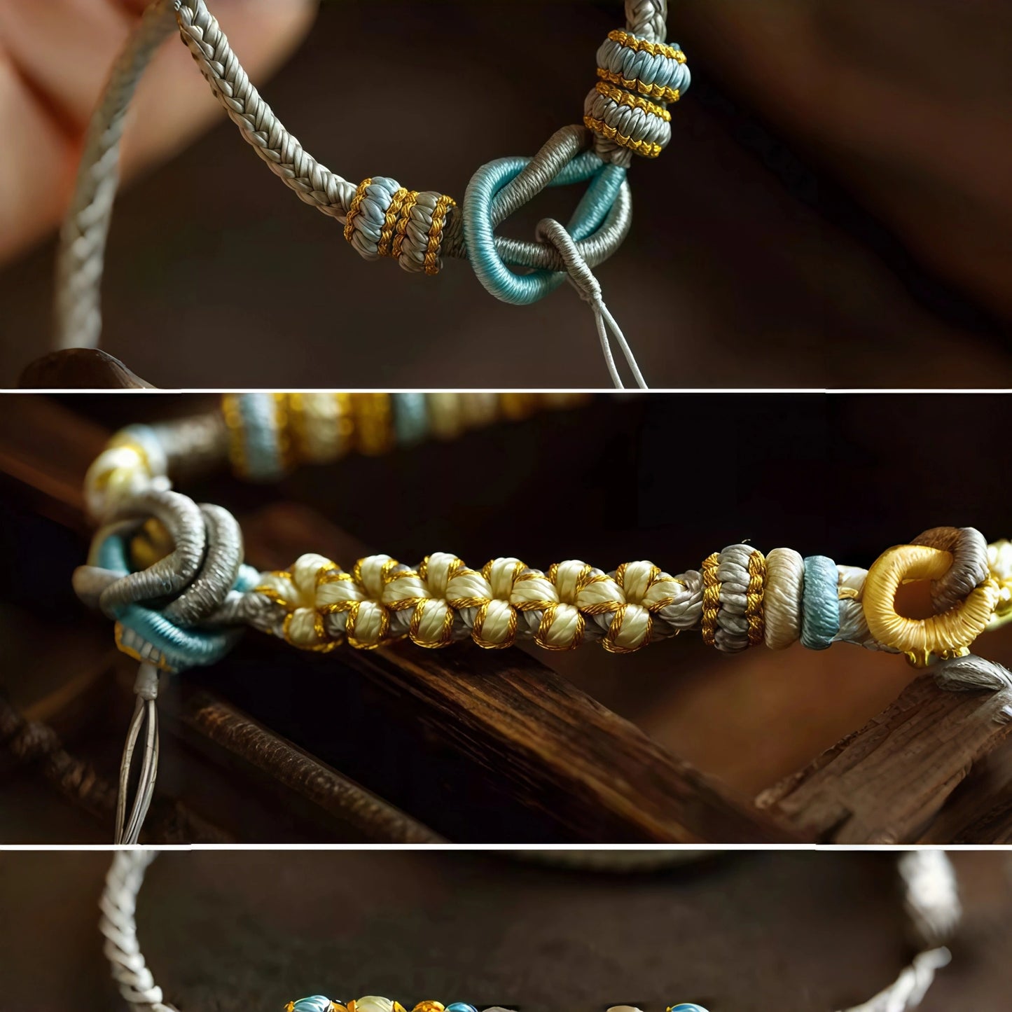 Cloud Weave Multi-Knot String Necklace - Adjustable Asymmetric Handmade Cord