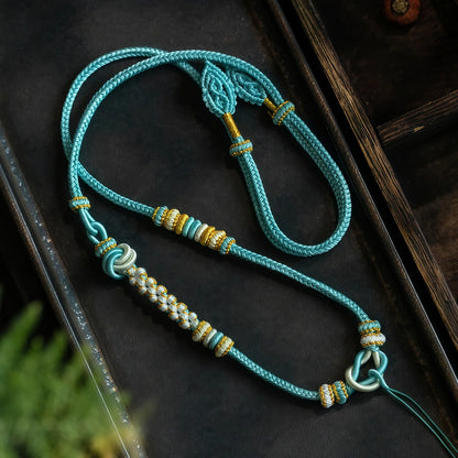 Cloud Weave Multi-Knot String Necklace - Adjustable Asymmetric Handmade Cord