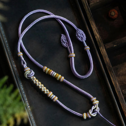 Cloud Weave Multi-Knot String Necklace - Adjustable Asymmetric Handmade Cord