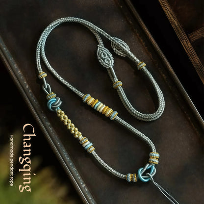 Cloud Weave Multi-Knot String Necklace - Adjustable Asymmetric Handmade Cord