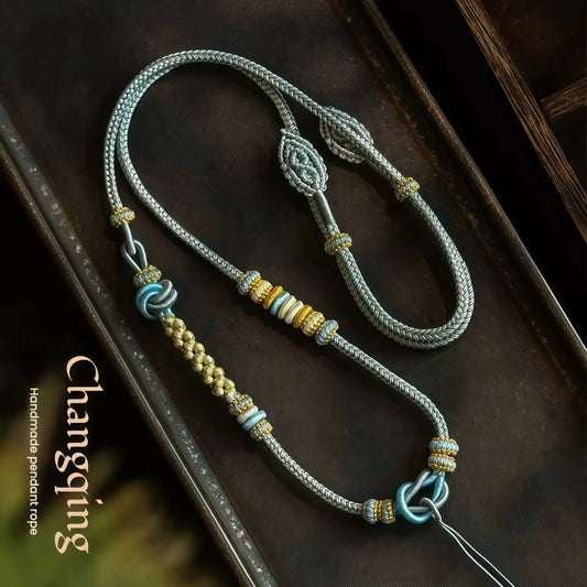 Cloud Weave Multi-Knot String Necklace - Adjustable Asymmetric Handmade Cord