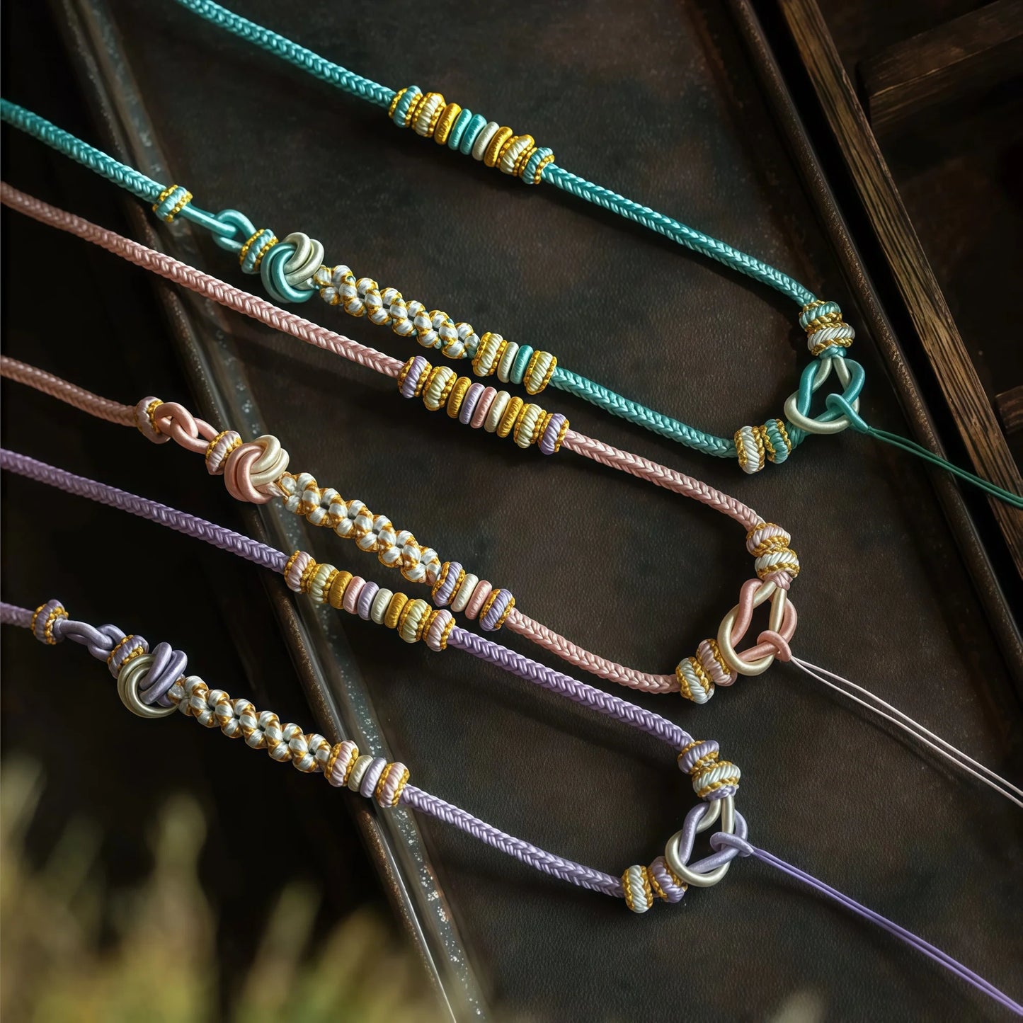 Cloud Weave Multi-Knot String Necklace - Adjustable Asymmetric Handmade Cord