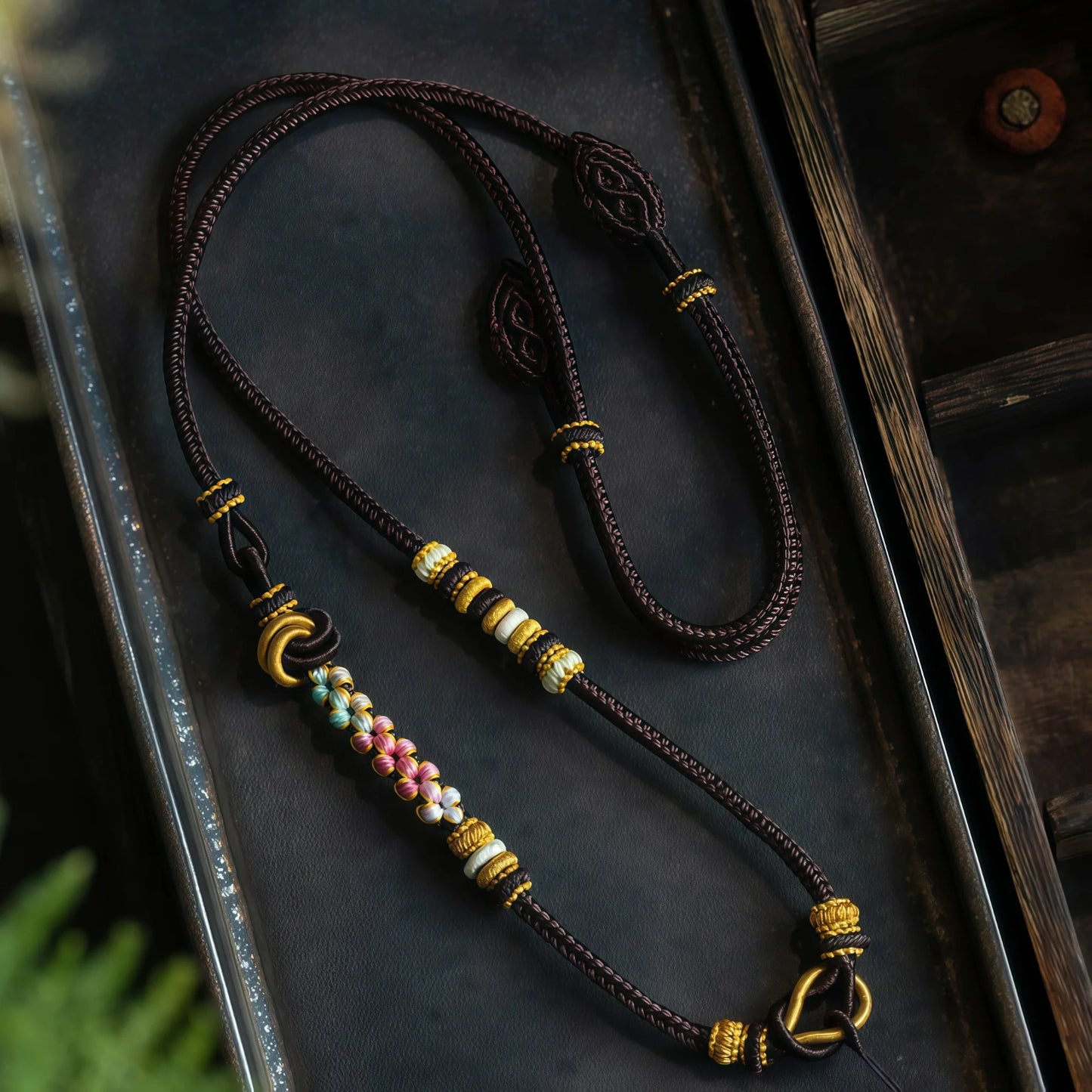 Cloud Weave Multi-Knot String Necklace - Adjustable Asymmetric Handmade Cord