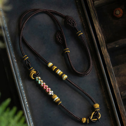 Cloud Weave Multi-Knot String Necklace - Adjustable Asymmetric Handmade Cord