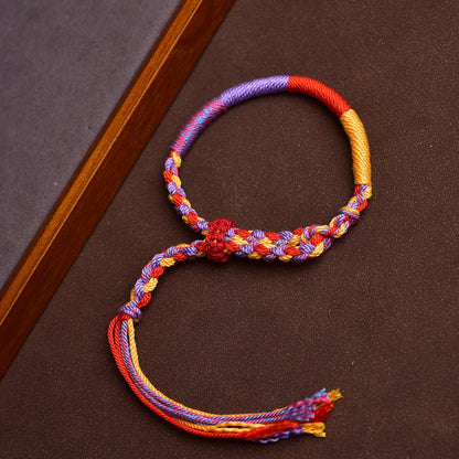 Cotton 4-Section Colorful Handwoven Adjustable Bracelet – Fire Element for Passion, Confidence & Vibrant Balance