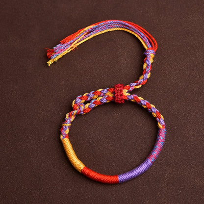 Cotton 4-Section Colorful Handwoven Adjustable Bracelet – Fire Element for Passion, Confidence & Vibrant Balance