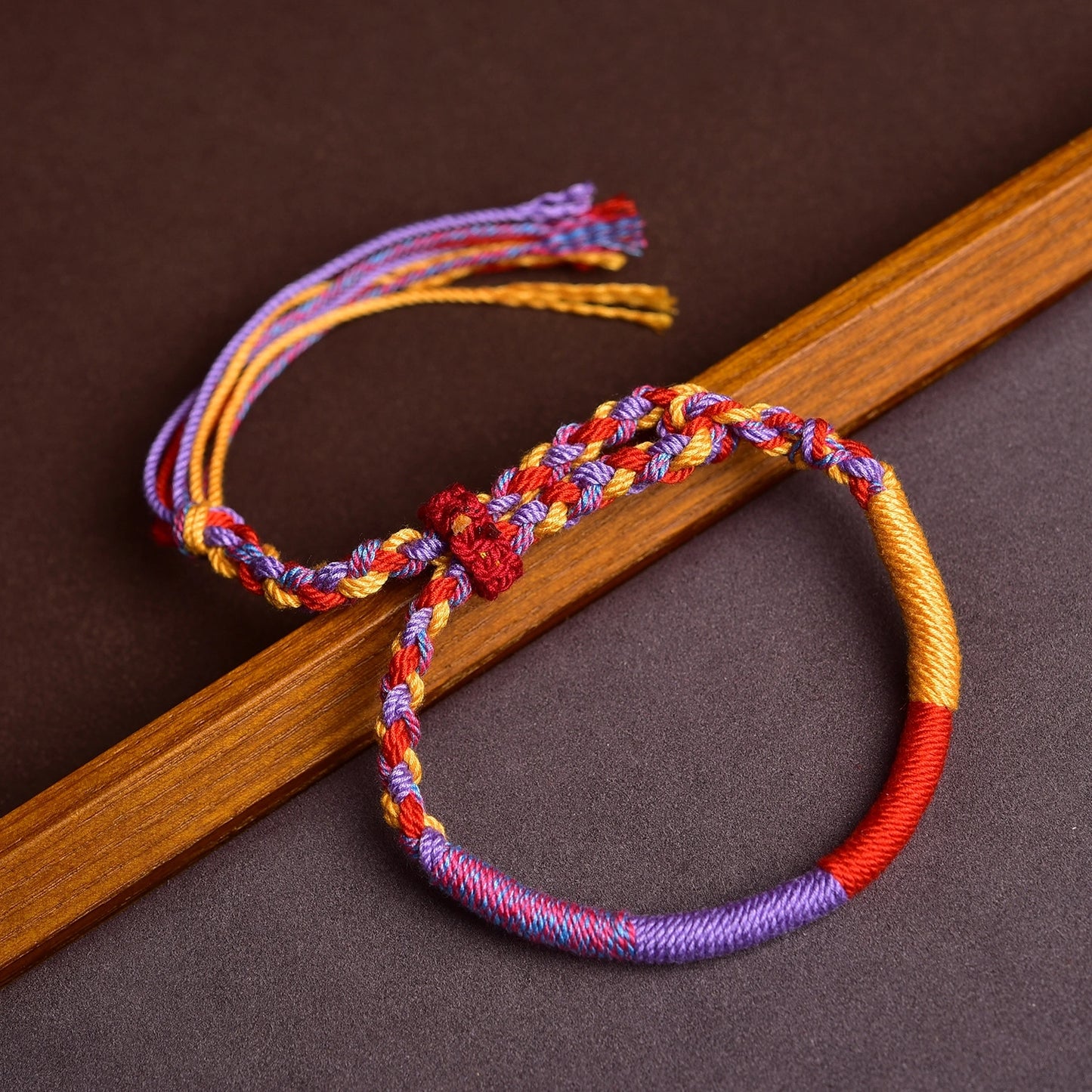 Cotton 4-Section Colorful Handwoven Adjustable Bracelet – Fire Element for Passion, Confidence & Vibrant Balance