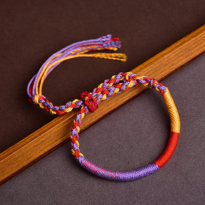 Cotton 4-Section Colorful Handwoven Adjustable Bracelet – Fire Element for Passion, Confidence & Vibrant Balance