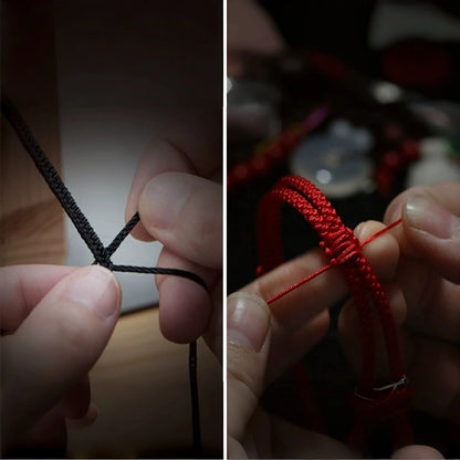 Cotton Handwoven Two-Tone Adjustable Bracelet with Six-Syllable Mantra, Dreamcatcher & Prayer Wheel – WoodMetal Element for Calm, Protection & Purification