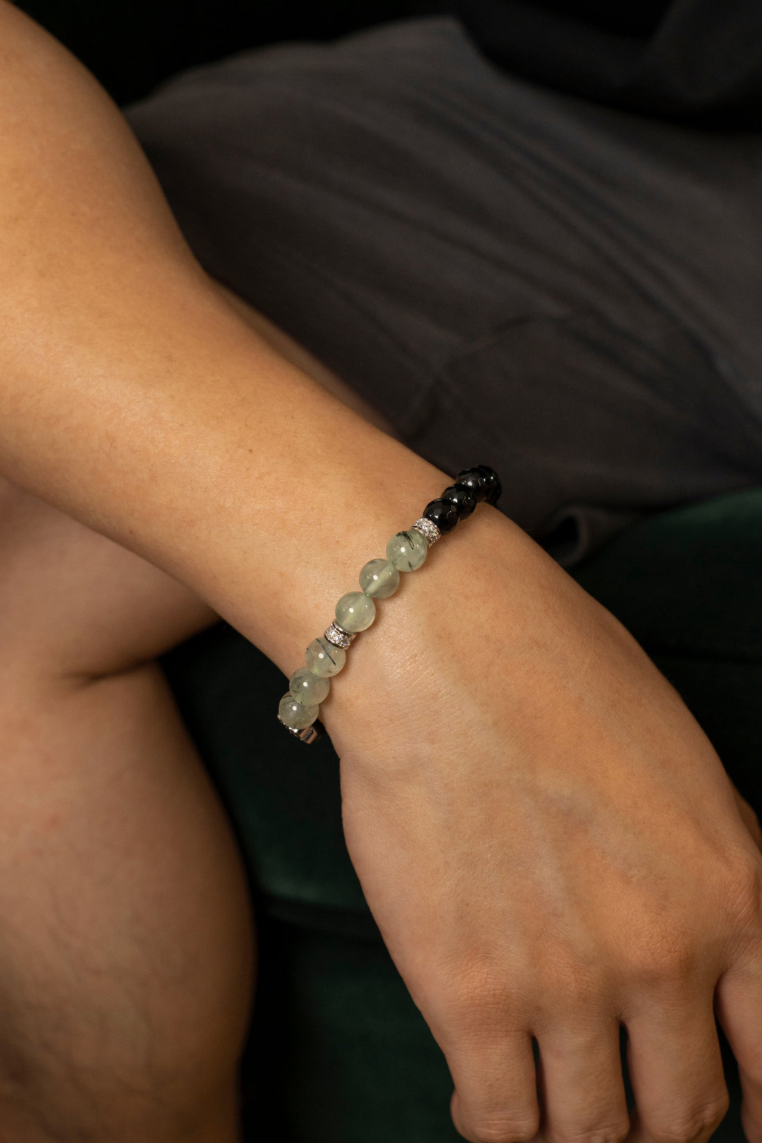 Birthstone Prehnite Bracelet - AUG - Quarter Eclipse Mulstio - 7