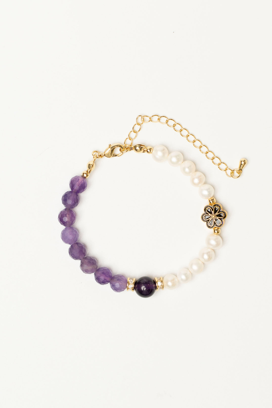 Birthstone Amethyst Pearl Spliced Bracelet - FEB - Mulstio - 3