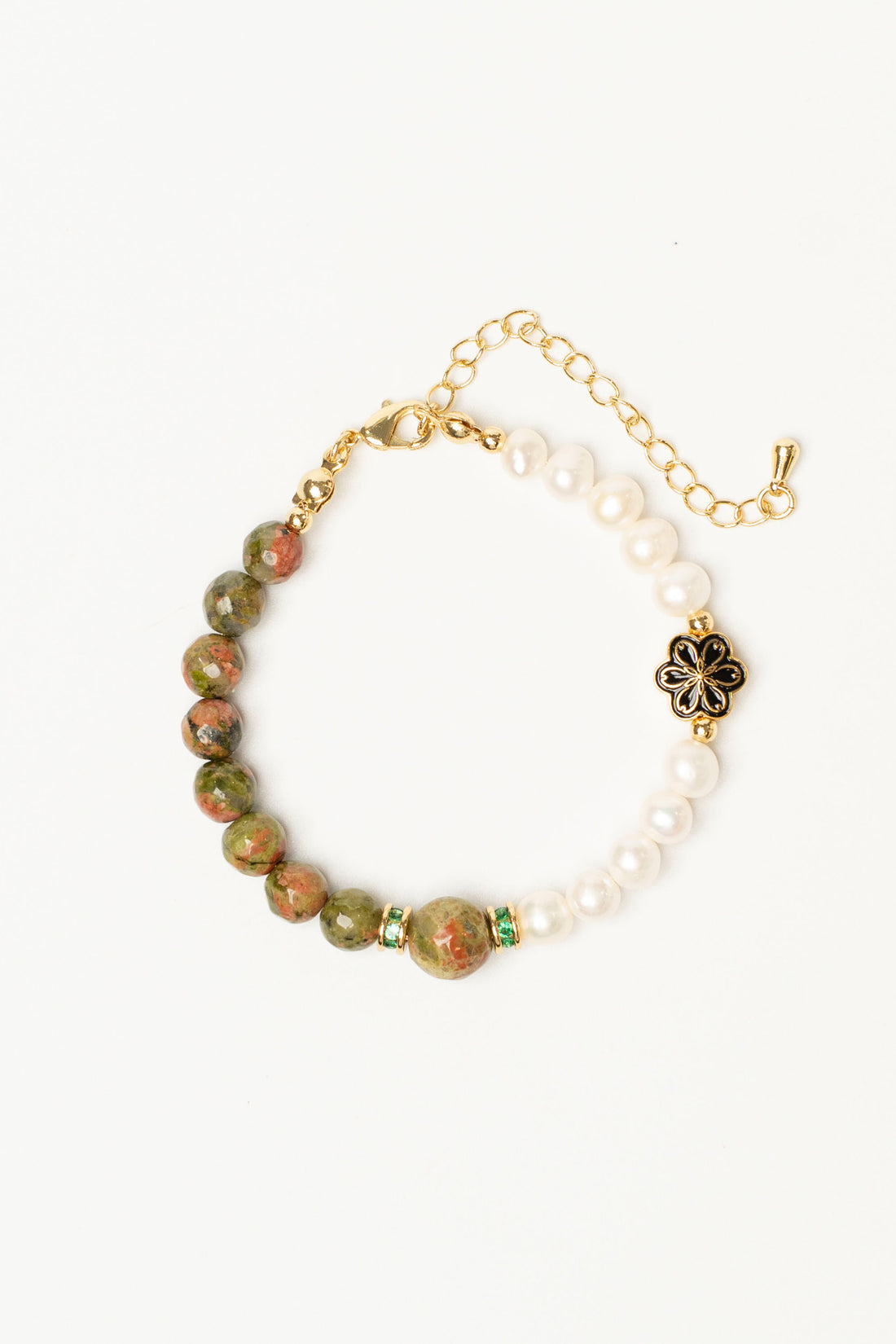 Birthstone Unakite Pearl Spliced Bracelet - MAY - Mulstio - 3