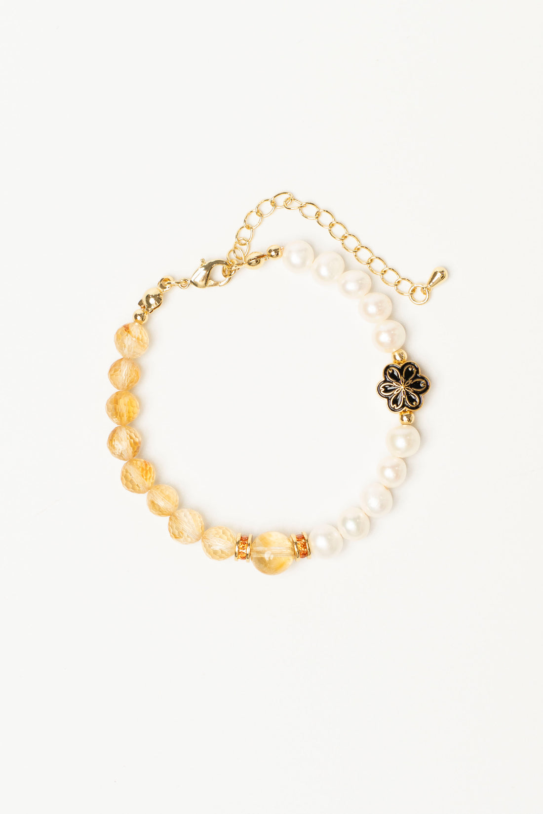 Birthstone Citrine Pearl Spliced Bracelet - NOV - Mulstio -3