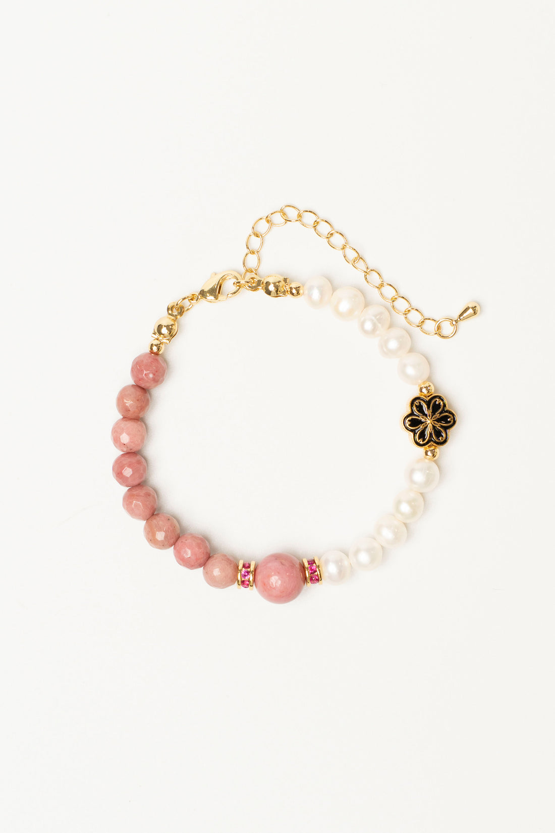Birthstone Lnca Rose Pearl Spliced Bracelet - JUL - Mulstio -3