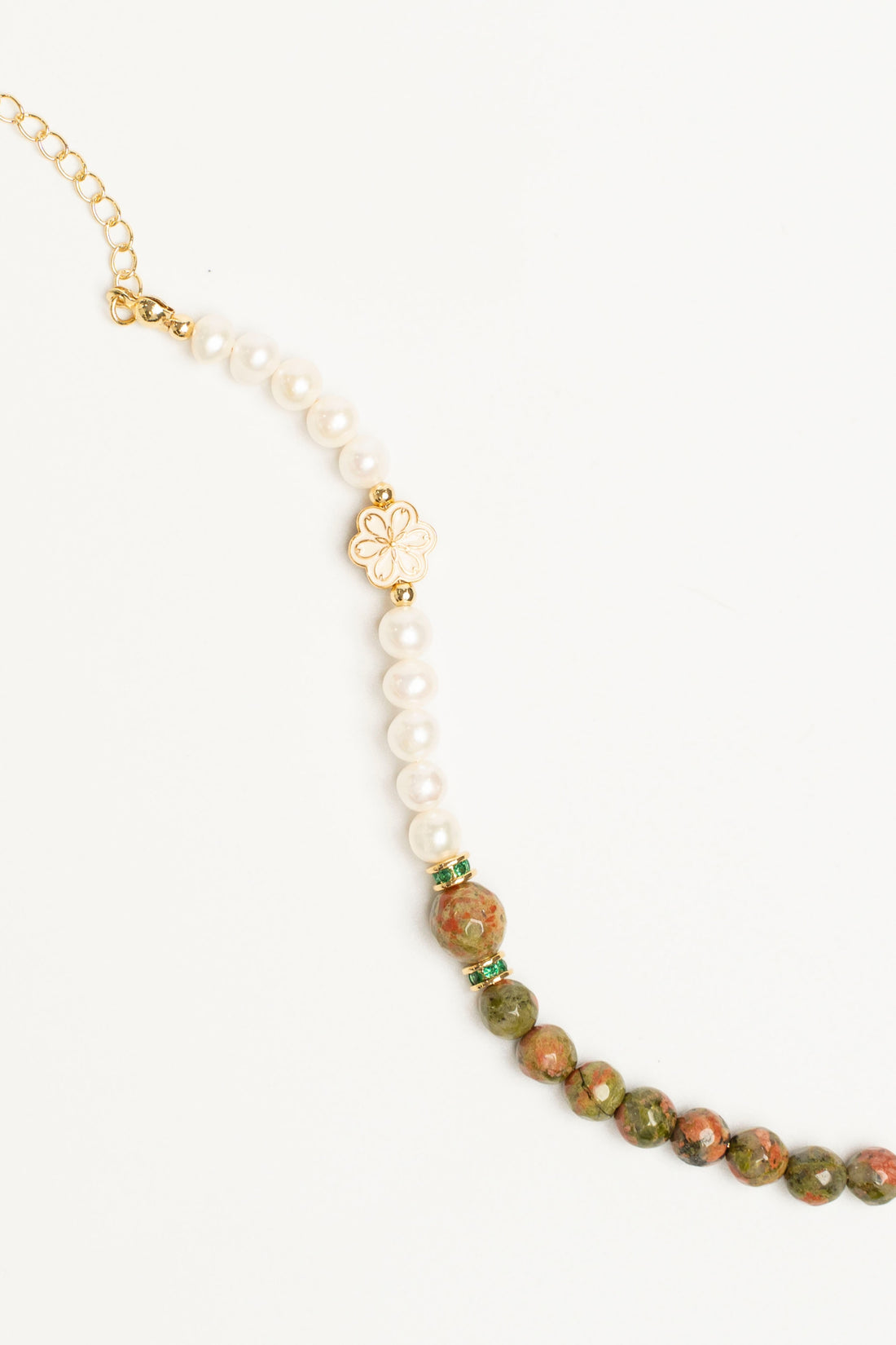 Birthstone Unakite Pearl Spliced Bracelet - MAY - Mulstio - 7