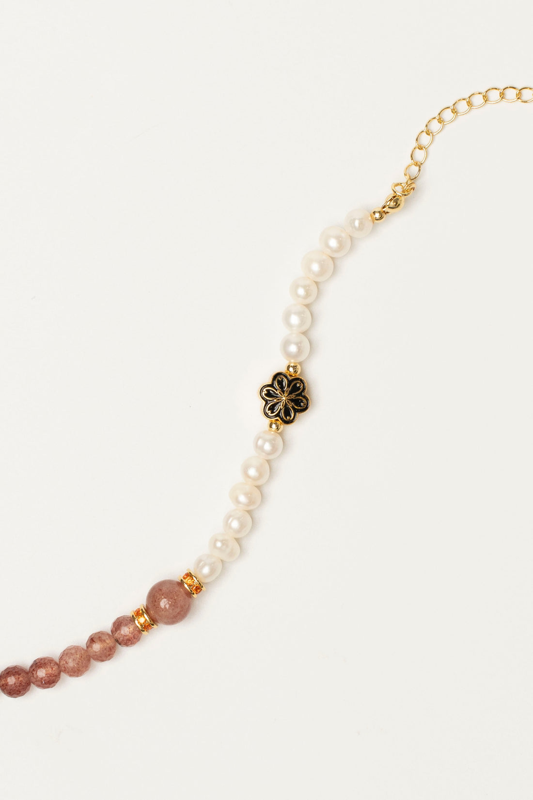 Birthstone Pink Strawberry Quartz Pearl Spliced Bracelet - OCT Mulstio -5