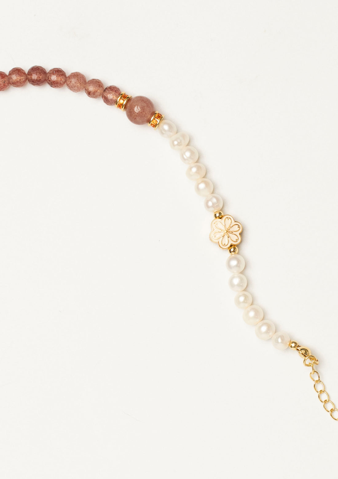 Birthstone Pink Strawberry Quartz Pearl Spliced Bracelet - OCT Mulstio -7