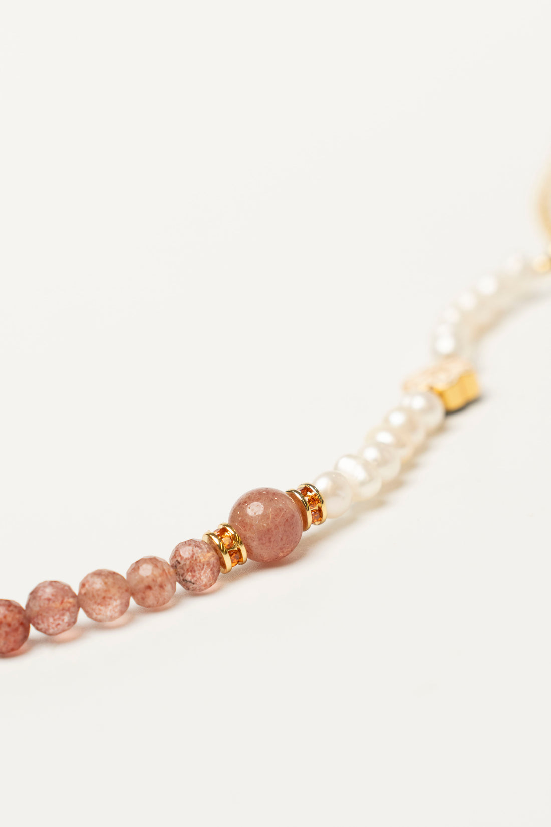 Birthstone Pink Strawberry Quartz Pearl Spliced Bracelet - OCT Mulstio -9