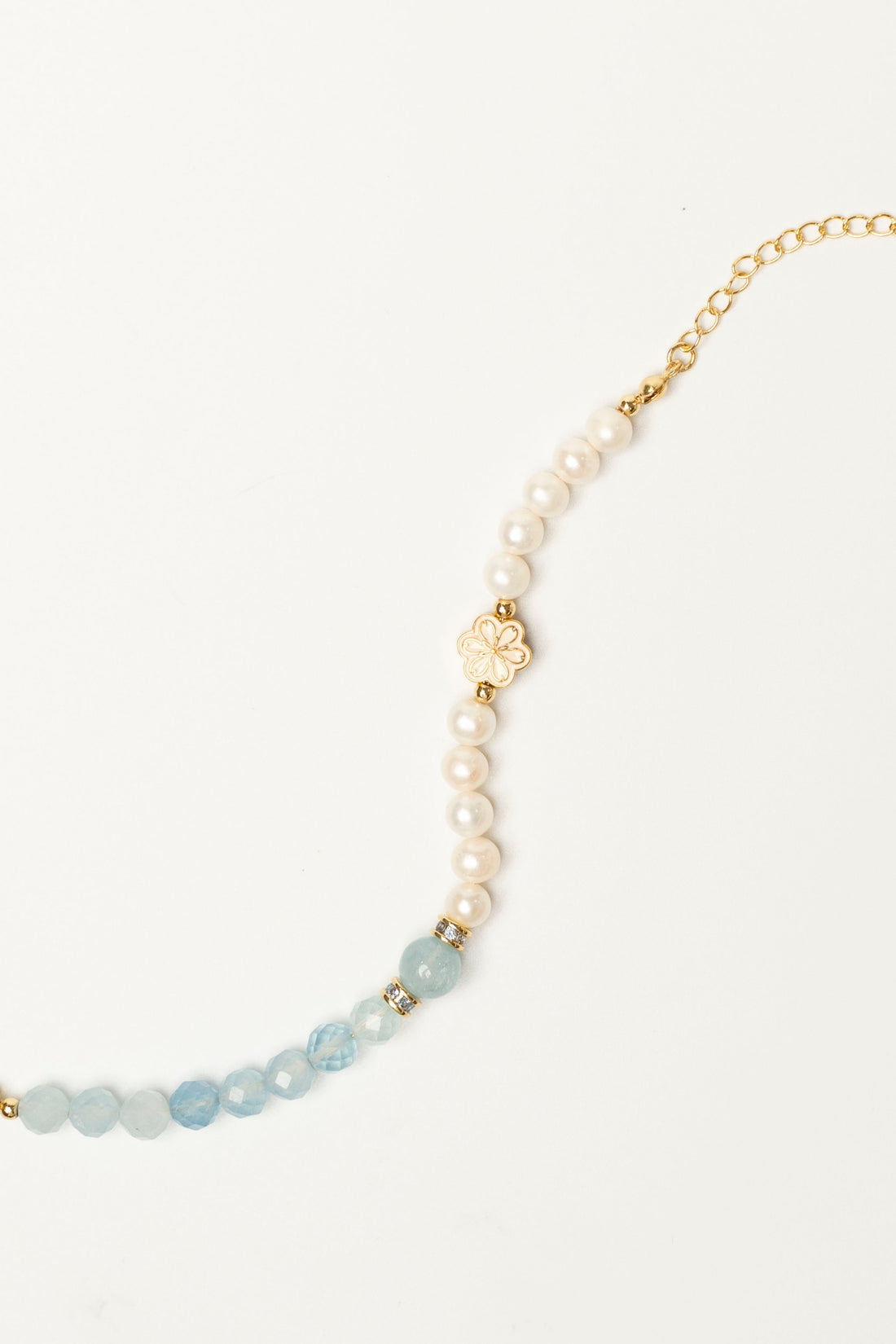 Birthstone Aquamarine Pearl Spliced Bracelet - MAR - Mulstio -5