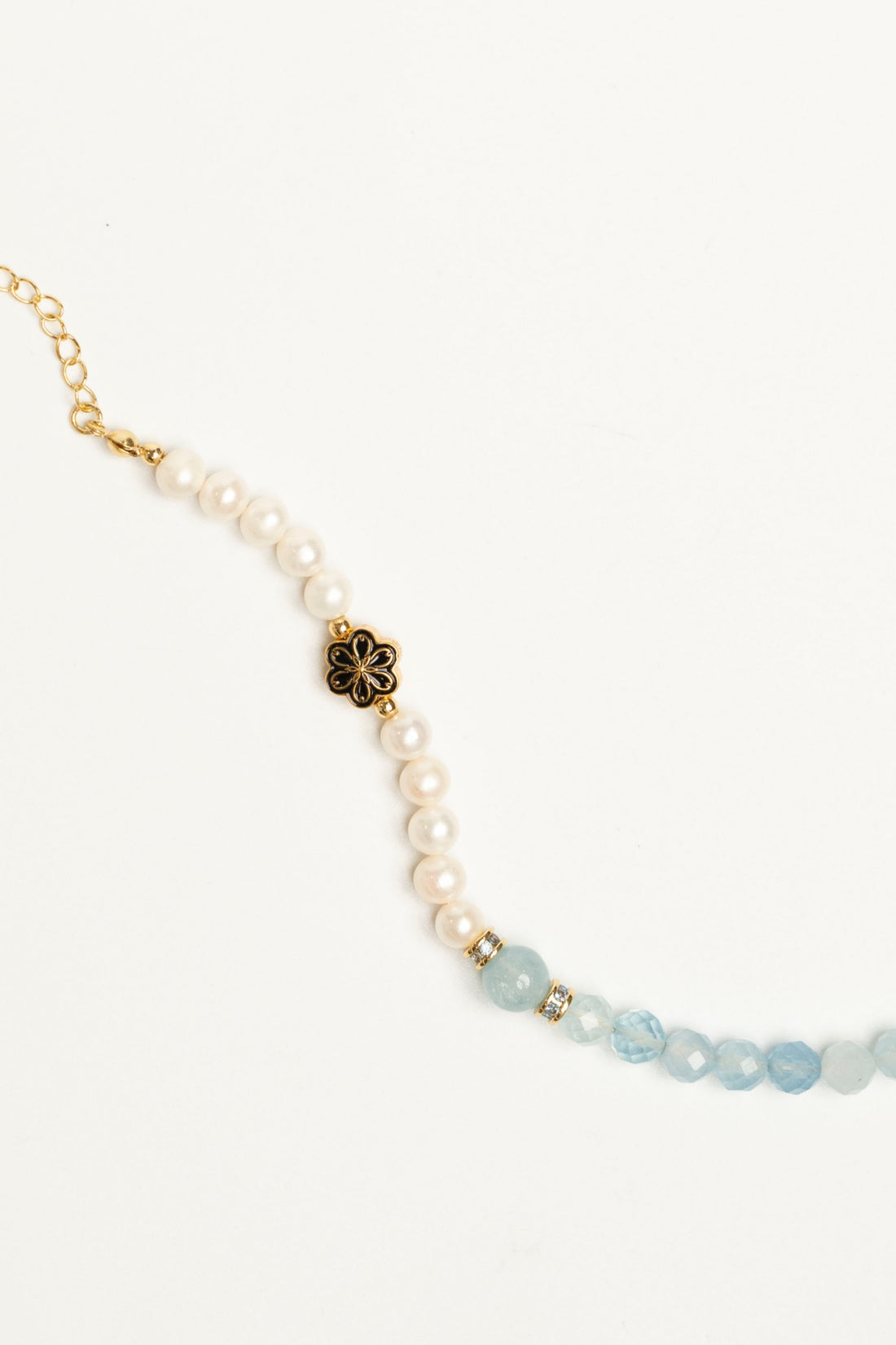 Birthstone Aquamarine Pearl Spliced Bracelet - MAR - Mulstio -6