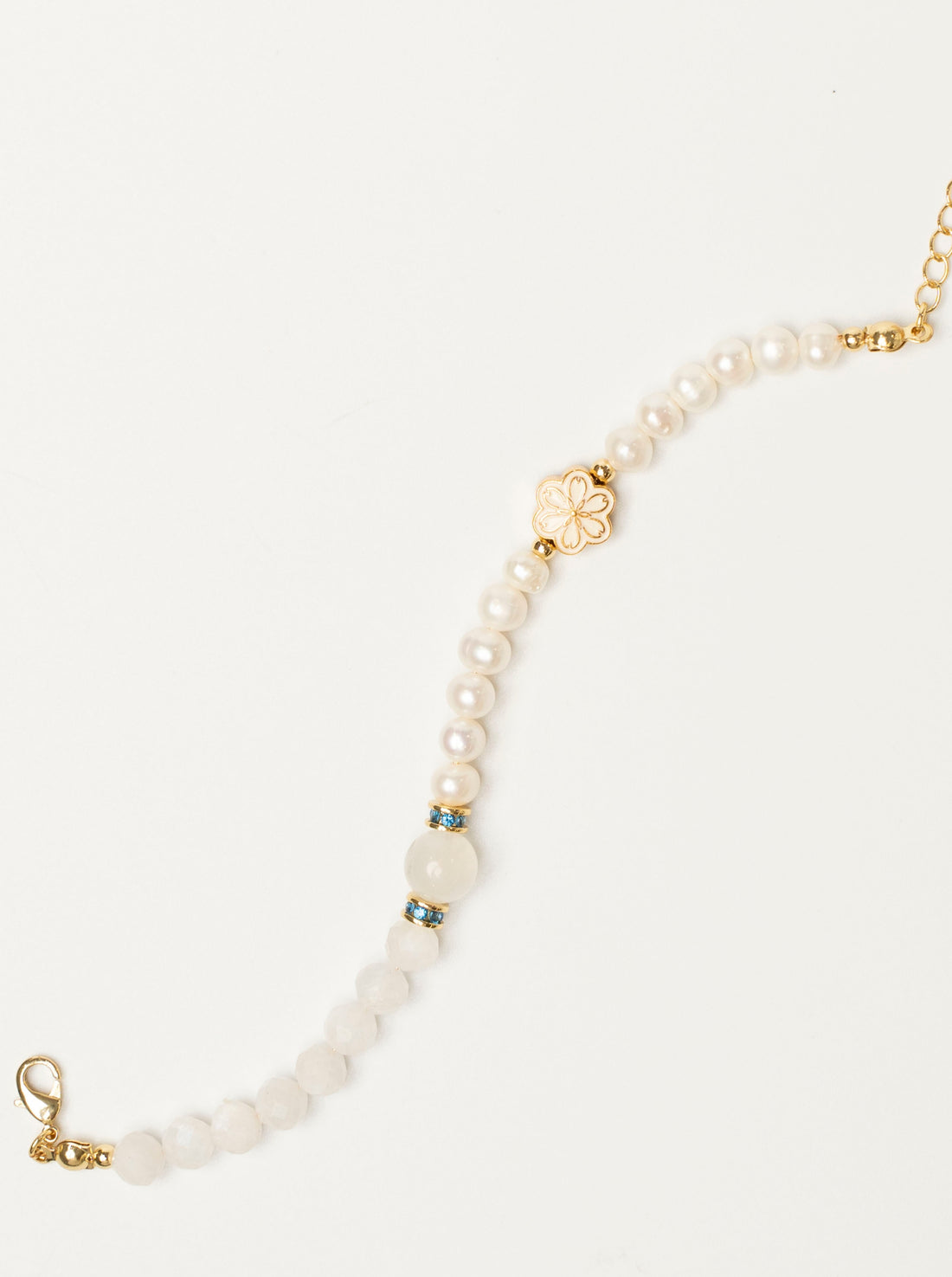 Birthstone Moonstone Pearl Spliced Bracelet - JUN - Mulstio -6