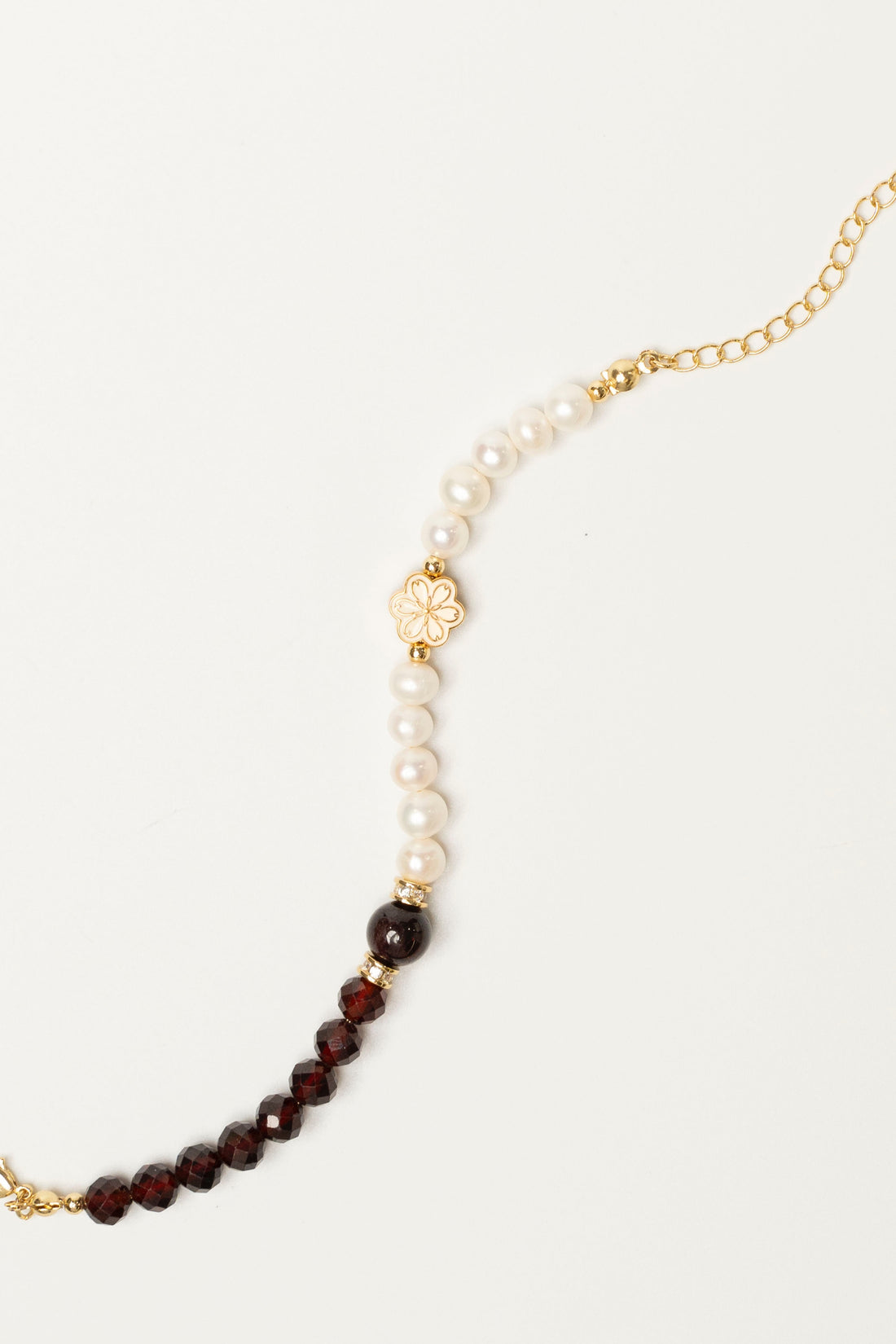 Birthstone Garnet Pearl Spliced Bracelet - JAN - Mulstio -5