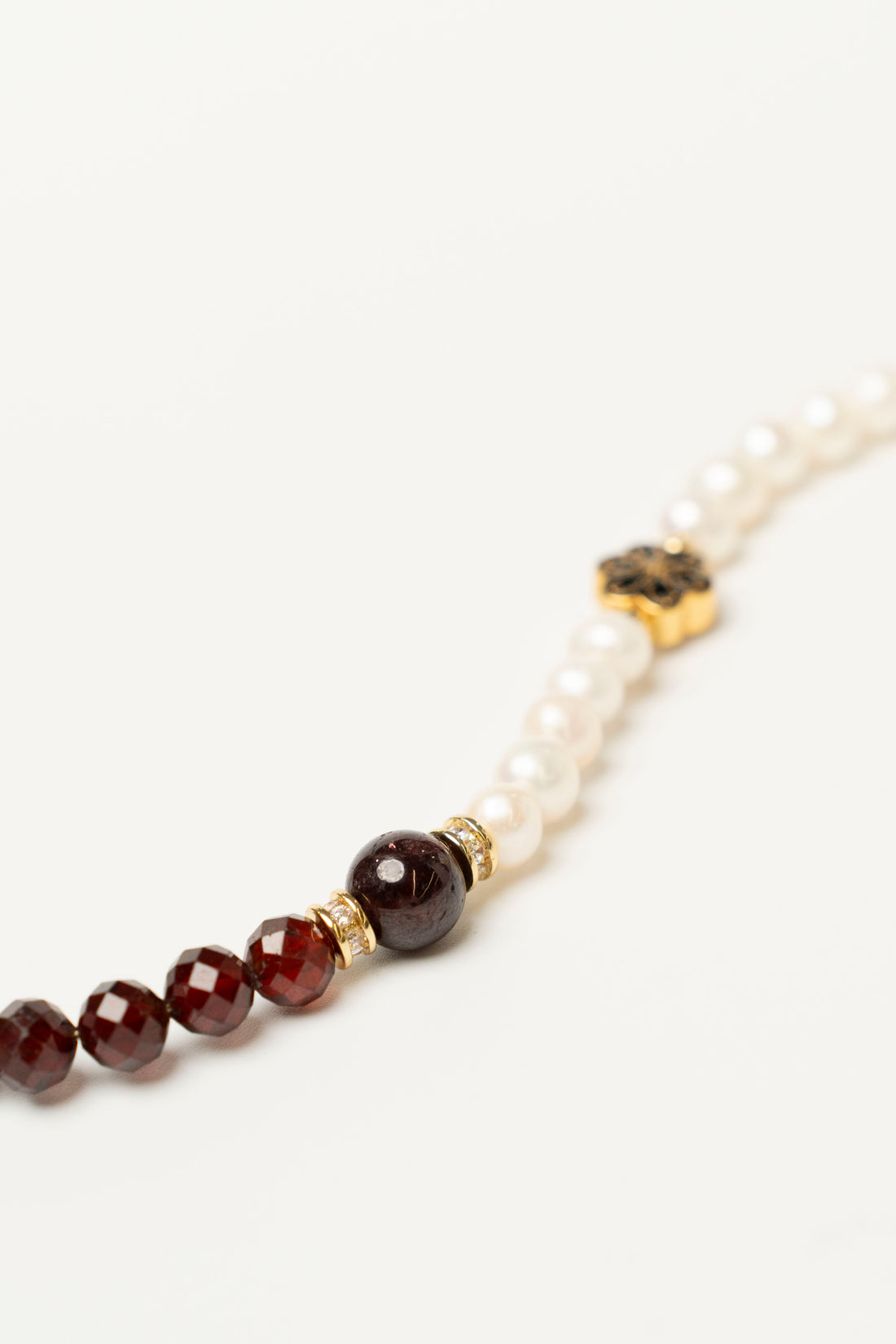 Birthstone Garnet Pearl Spliced Bracelet - JAN - Mulstio -9