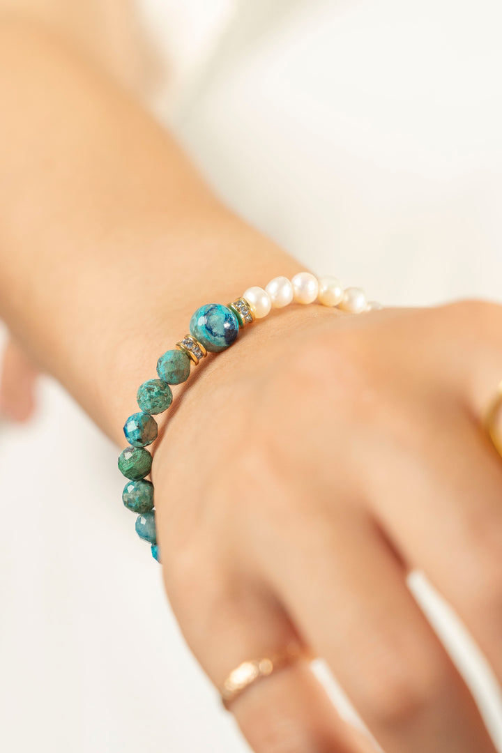 Birthstone Turquoise Pearl Spliced Bracelet - DEC - Mulstio -7