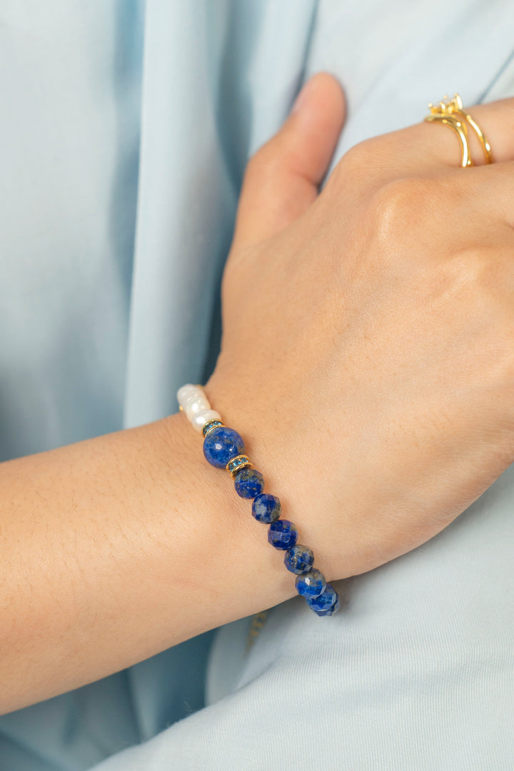 Birthstone Lazurite Pearl Spliced Bracelet - SEP - Mulstio - 6