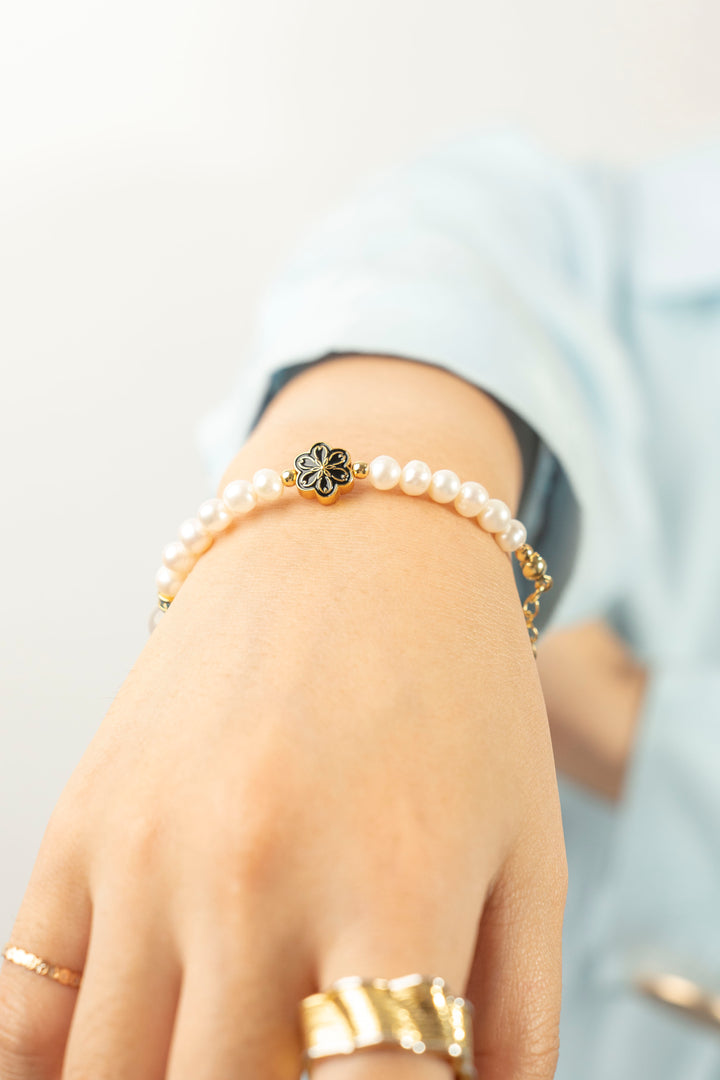 Birthstone Moonstone Pearl Spliced Bracelet - JUN - Mulstio -7