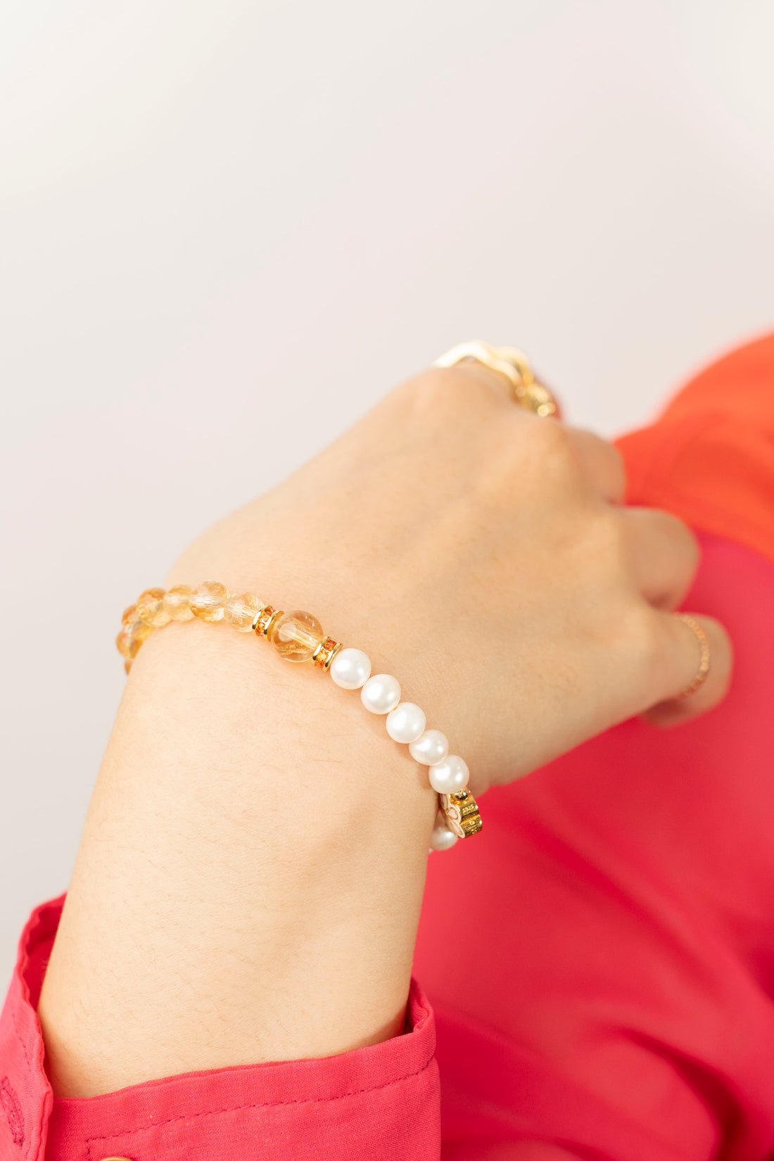 Birthstone Citrine Pearl Spliced Bracelet - NOV - Mulstio -6
