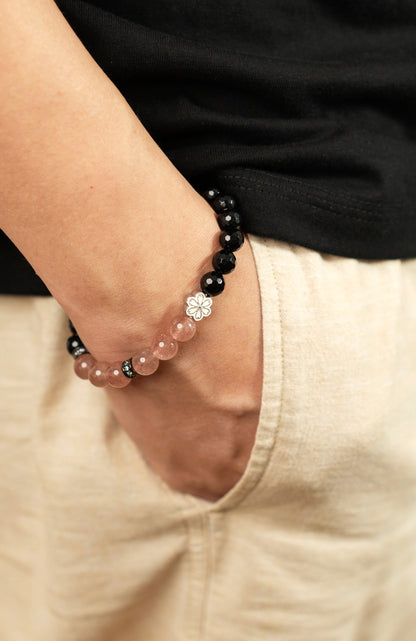 Birthstone Pink Strawberry Quartz Bracelet - OCT - Quarter Eclipse - Mulstio - 2