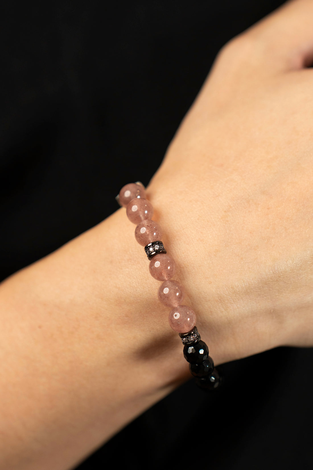 Birthstone Pink Strawberry Quartz Bracelet - OCT - Quarter Eclipse - Mulstio - 7