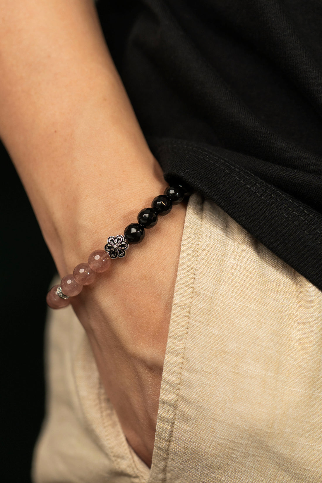 Birthstone Pink Strawberry Quartz Bracelet - OCT - Quarter Eclipse - Mulstio - 2