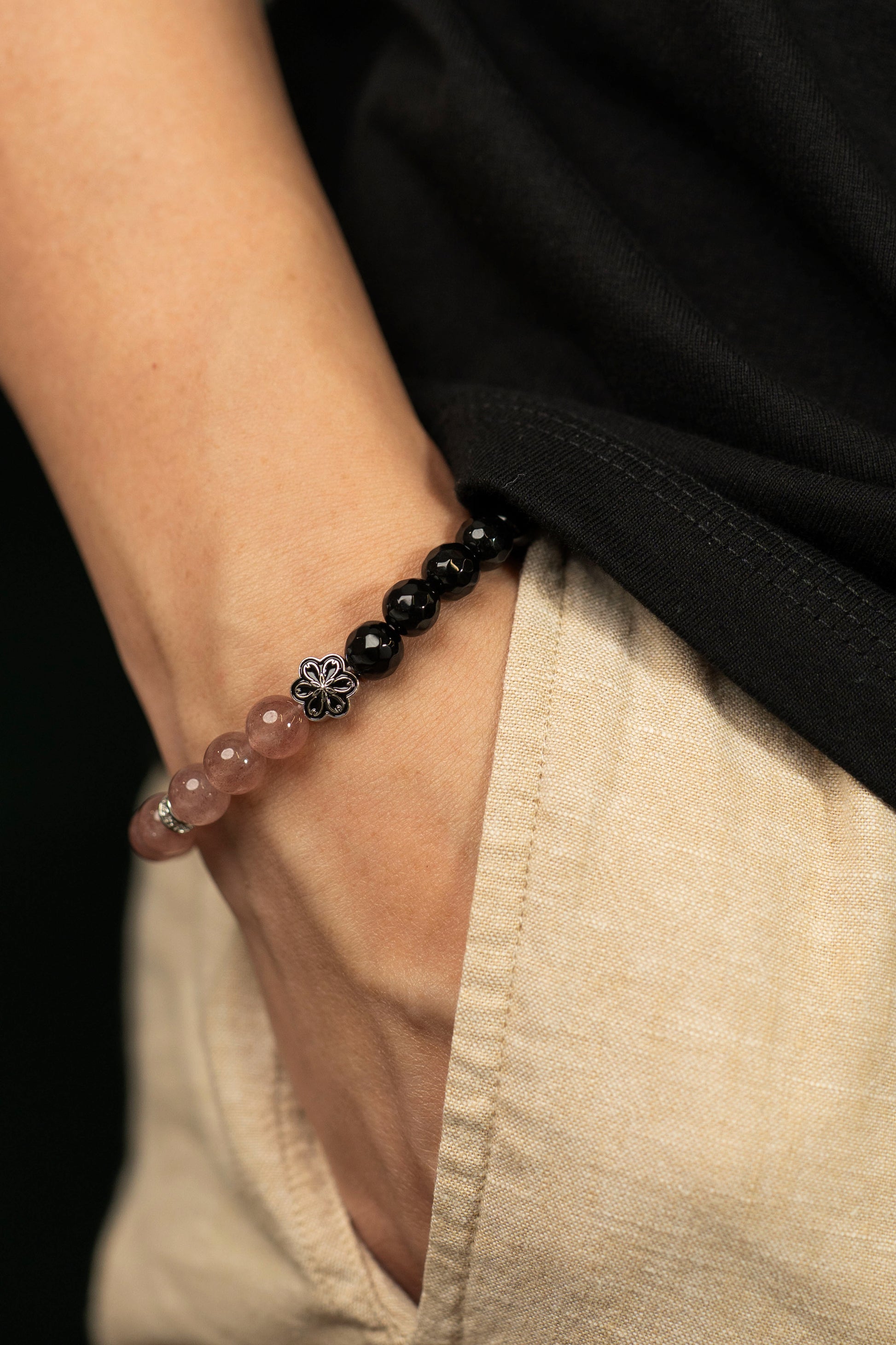 Birthstone Pink Strawberry Quartz Bracelet - OCT - Quarter Eclipse - Mulstio - 2