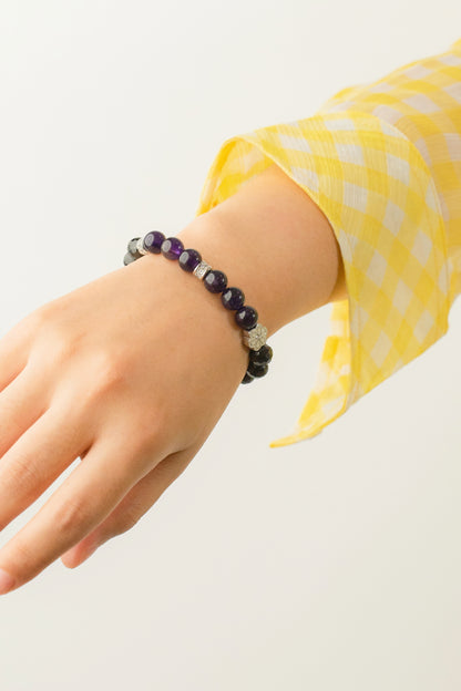 Birthstone Amethyst Bracelet - FEB - Quarter Eclipse - Mulstio - 6